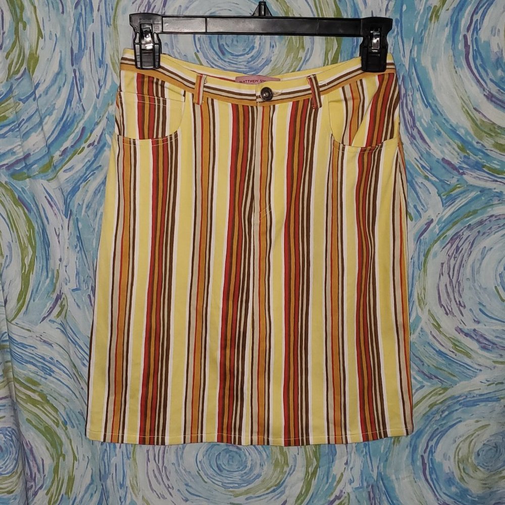 Matthew Stevens Yellow Striped Skirt